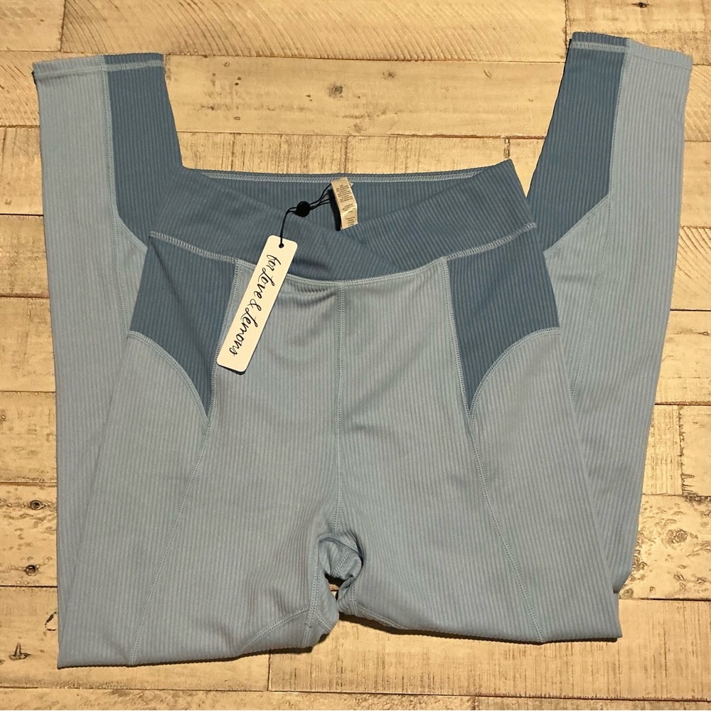 For Love & Lemons Bicolor Blue Ribbed High Waist Blue Leggings
 Size XS/ S